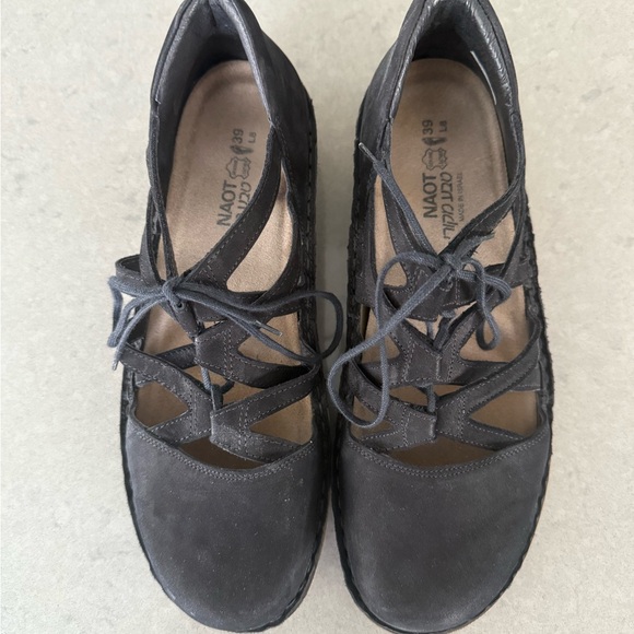 Naot Women's Black Suede Calathea Wedge Size 39/8 - Picture 2 of 10